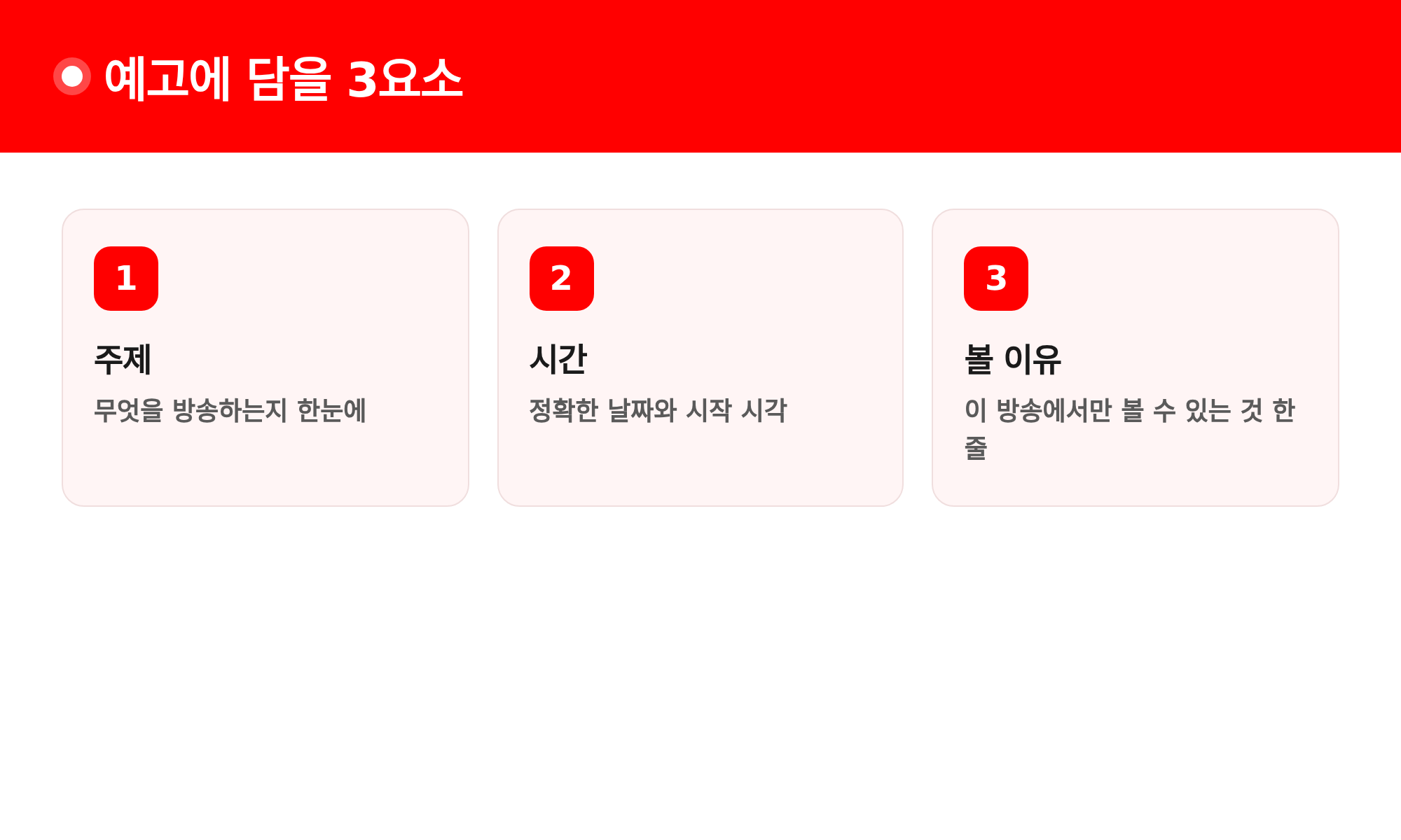 예고에 담을 3요소: 주제, 시간, 볼 이유